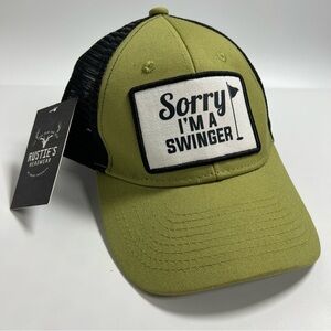 NWT Rustie's Headwear Brief Insanity Green Black Sorry I'm A Swinger Trucker Hat